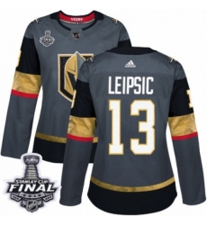 Women's Adidas Vegas Golden Knights #13 Brendan Leipsic Authentic Gray Home 2018 Stanley Cup Final NHL Jersey
