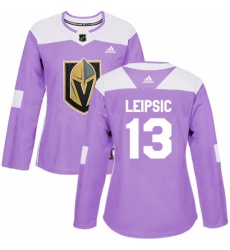 Women's Adidas Vegas Golden Knights #13 Brendan Leipsic Authentic Purple Fights Cancer Practice NHL Jersey