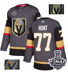 Men's Adidas Vegas Golden Knights #77 Brad Hunt Authentic Gray Fashion Gold 2018 Stanley Cup Final NHL Jersey