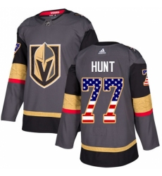 Men's Adidas Vegas Golden Knights #77 Brad Hunt Authentic Gray USA Flag Fashion NHL Jersey