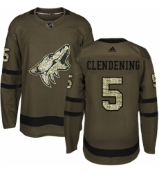 Men's Adidas Arizona Coyotes #5 Adam Clendening Authentic Green Salute to Service NHL Jersey Men's Adidas Arizona Coyotes #5 Adam Clendening Authentic Green Salute to Service NHL Jersey