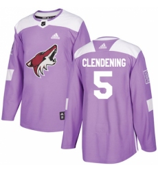 Men's Adidas Arizona Coyotes #5 Adam Clendening Authentic Purple Fights Cancer Practice NHL Jersey Men's Adidas Arizona Coyotes #5 Adam Clendening Authentic Purple Fights Cancer Practice NHL Jersey