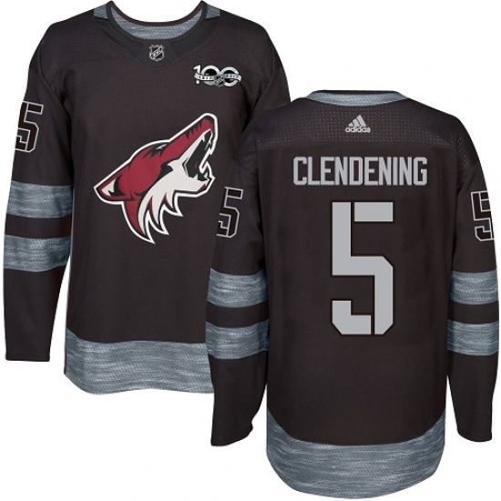 Men's Adidas Arizona Coyotes #5 Adam Clendening Premier Black 1917-2017 100th Anniversary NHL Jersey Men's Adidas Arizona Coyotes #5 Adam Clendening Premier Black 1917-2017 100th Anniversary NHL Jersey