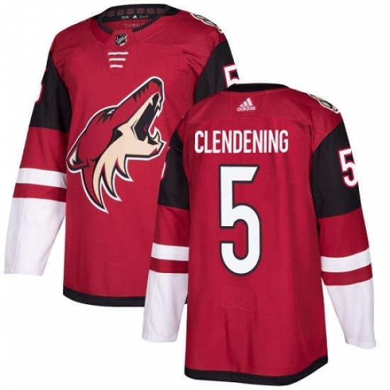 Men's Adidas Arizona Coyotes #5 Adam Clendening Premier Burgundy Red Home NHL Jersey Men's Adidas Arizona Coyotes #5 Adam Clendening Premier Burgundy Red Home NHL Jersey