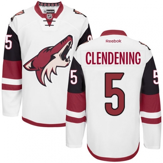 Men's Reebok Arizona Coyotes #5 Adam Clendening Authentic White Away NHL Jersey Men's Reebok Arizona Coyotes #5 Adam Clendening Authentic White Away NHL Jersey