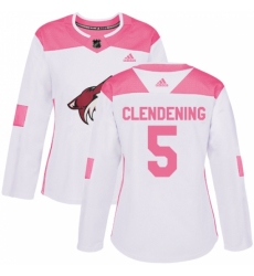 Women's Adidas Arizona Coyotes #5 Adam Clendening Authentic White Pink Fashion NHL Jersey Women's Adidas Arizona Coyotes #5 Adam Clendening Authentic White Pink Fashion NHL Jersey