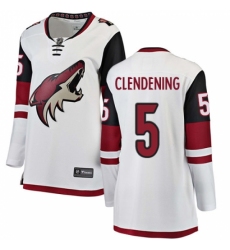 Women's Arizona Coyotes #5 Adam Clendening Authentic White Away Fanatics Branded Breakaway NHL Jersey Women's Arizona Coyotes #5 Adam Clendening Authentic White Away Fanatics Branded Breakaway NHL Jersey