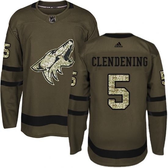 Youth Adidas Arizona Coyotes #5 Adam Clendening Premier Green Salute to Service NHL Jersey Youth Adidas Arizona Coyotes #5 Adam Clendening Premier Green Salute to Service NHL Jersey