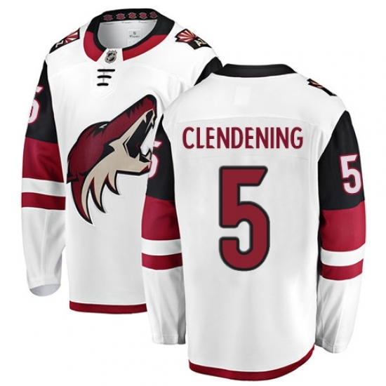 Youth Arizona Coyotes #5 Adam Clendening Authentic White Away Fanatics Branded Breakaway NHL Jersey Youth Arizona Coyotes #5 Adam Clendening Authentic White Away Fanatics Branded Breakaway NHL Jersey
