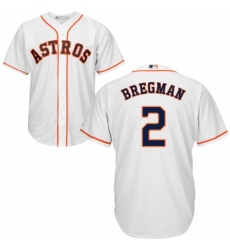 Men's Majestic Houston Astros #2 Alex Bregman Replica White Home Cool Base MLB Jersey