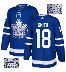 Men's Adidas Toronto Maple Leafs #18 Ben Smith Authentic Royal Blue Fashion Gold NHL Jersey