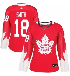 Women's Adidas Toronto Maple Leafs #18 Ben Smith Authentic Red Alternate NHL Jersey