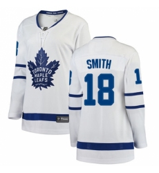 Women's Toronto Maple Leafs #18 Ben Smith Authentic White Away Fanatics Branded Breakaway NHL Jersey