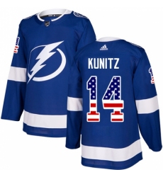 Men's Adidas Tampa Bay Lightning #14 Chris Kunitz Authentic Blue USA Flag Fashion NHL Jersey