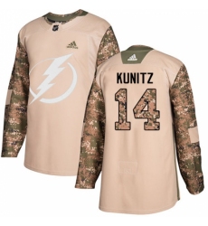 Men's Adidas Tampa Bay Lightning #14 Chris Kunitz Authentic Camo Veterans Day Practice NHL Jersey
