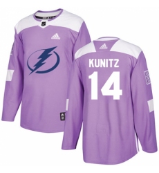 Men's Adidas Tampa Bay Lightning #14 Chris Kunitz Authentic Purple Fights Cancer Practice NHL Jersey