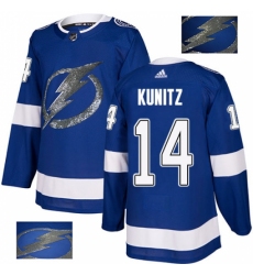 Men's Adidas Tampa Bay Lightning #14 Chris Kunitz Authentic Royal Blue Fashion Gold NHL Jersey