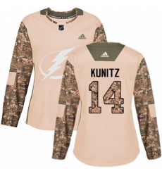 Women's Adidas Tampa Bay Lightning #14 Chris Kunitz Authentic Camo Veterans Day Practice NHL Jersey