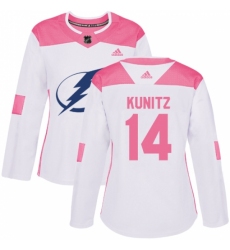 Women's Adidas Tampa Bay Lightning #14 Chris Kunitz Authentic White/Pink Fashion NHL Jersey