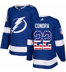 Men's Adidas Tampa Bay Lightning #22 Erik Condra Authentic Blue USA Flag Fashion NHL Jersey