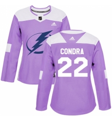 Women's Adidas Tampa Bay Lightning #22 Erik Condra Authentic Purple Fights Cancer Practice NHL Jersey