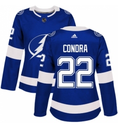 Women's Adidas Tampa Bay Lightning #22 Erik Condra Authentic Royal Blue Home NHL Jersey