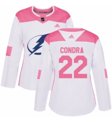 Women's Adidas Tampa Bay Lightning #22 Erik Condra Authentic White/Pink Fashion NHL Jersey