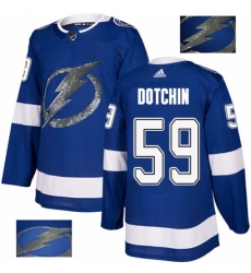 Men's Adidas Tampa Bay Lightning #59 Jake Dotchin Authentic Royal Blue Fashion Gold NHL Jersey