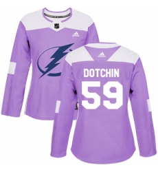 Women's Adidas Tampa Bay Lightning #59 Jake Dotchin Authentic Purple Fights Cancer Practice NHL Jersey