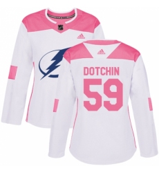 Women's Adidas Tampa Bay Lightning #59 Jake Dotchin Authentic White/Pink Fashion NHL Jersey