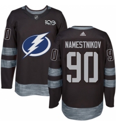 Men's Adidas Tampa Bay Lightning #90 Vladislav Namestnikov Authentic Black 1917-2017 100th Anniversary NHL Jersey