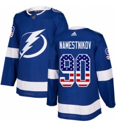Men's Adidas Tampa Bay Lightning #90 Vladislav Namestnikov Authentic Blue USA Flag Fashion NHL Jersey
