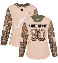 Women's Adidas Tampa Bay Lightning #90 Vladislav Namestnikov Authentic Camo Veterans Day Practice NHL Jersey