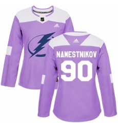 Women's Adidas Tampa Bay Lightning #90 Vladislav Namestnikov Authentic Purple Fights Cancer Practice NHL Jersey