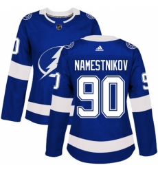 Women's Adidas Tampa Bay Lightning #90 Vladislav Namestnikov Authentic Royal Blue Home NHL Jersey