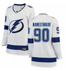 Women's Tampa Bay Lightning #90 Vladislav Namestnikov Fanatics Branded White Away Breakaway NHL Jersey