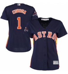 Women's Majestic Houston Astros #1 Carlos Correa Replica Navy Blue Alternate 2017 World Series Champions Cool Base MLB Jersey
