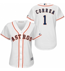 Women's Majestic Houston Astros #1 Carlos Correa Replica White Home Cool Base MLB Jersey