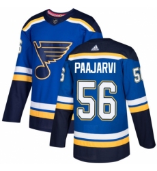 Men's Adidas St. Louis Blues #56 Magnus Paajarvi Authentic Royal Blue Home NHL Jersey