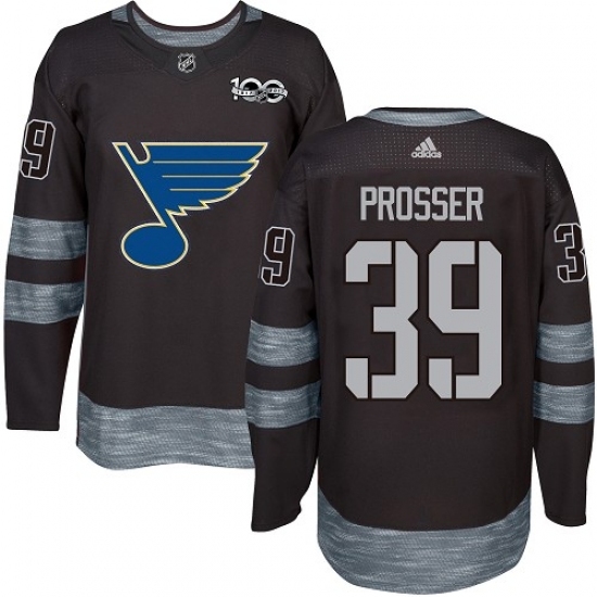 Men's Adidas St. Louis Blues #39 Nate Prosser Authentic Black 1917-2017 100th Anniversary NHL Jersey Men's Adidas St. Louis Blues #39 Nate Prosser Authentic Black 1917-2017 100th Anniversary NHL Jersey