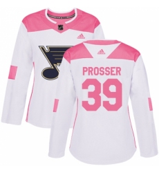 Women's Adidas St. Louis Blues #39 Nate Prosser Authentic White/Pink Fashion NHL Jersey Women's Adidas St. Louis Blues #39 Nate Prosser Authentic White/Pink Fashion NHL Jersey
