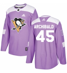 Men's Adidas Pittsburgh Penguins #45 Josh Archibald Authentic Purple Fights Cancer Practice NHL Jersey