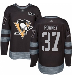 Men's Adidas Pittsburgh Penguins #37 Carter Rowney Authentic Black 1917-2017 100th Anniversary NHL Jersey