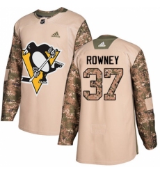 Youth Adidas Pittsburgh Penguins #37 Carter Rowney Authentic Camo Veterans Day Practice NHL Jersey