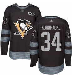 Men's Adidas Pittsburgh Penguins #34 Tom Kuhnhackl Authentic Black 1917-2017 100th Anniversary NHL Jersey