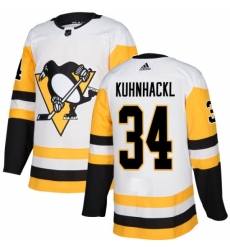 Men's Adidas Pittsburgh Penguins #34 Tom Kuhnhackl Authentic White Away NHL Jersey