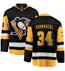 Men's Pittsburgh Penguins #34 Tom Kuhnhackl Fanatics Branded Black Home Breakaway NHL Jersey