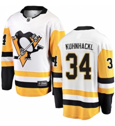 Men's Pittsburgh Penguins #34 Tom Kuhnhackl Fanatics Branded White Away Breakaway NHL Jersey