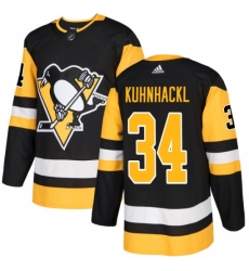 Youth Adidas Pittsburgh Penguins #34 Tom Kuhnhackl Authentic Black Home NHL Jersey