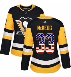 Women's Adidas Pittsburgh Penguins #33 Greg McKegg Authentic Black USA Flag Fashion NHL Jersey